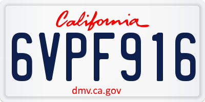 CA license plate 6VPF916