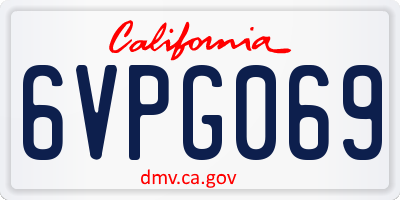 CA license plate 6VPG069