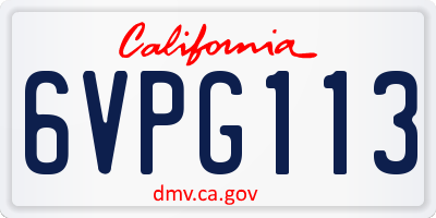 CA license plate 6VPG113