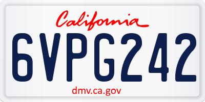 CA license plate 6VPG242
