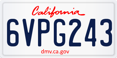 CA license plate 6VPG243