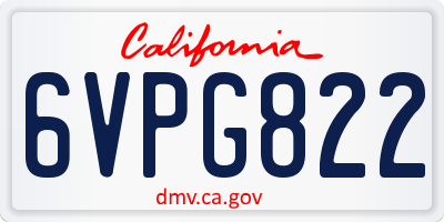 CA license plate 6VPG822