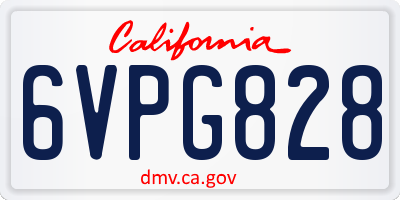 CA license plate 6VPG828