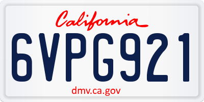 CA license plate 6VPG921