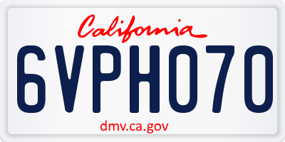 CA license plate 6VPH070