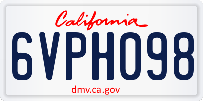 CA license plate 6VPH098