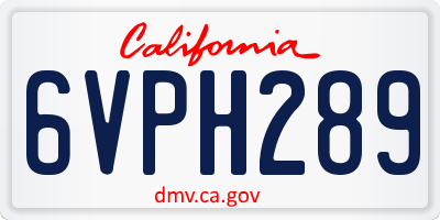 CA license plate 6VPH289