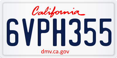 CA license plate 6VPH355