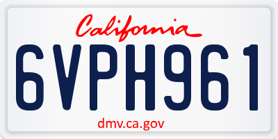 CA license plate 6VPH961