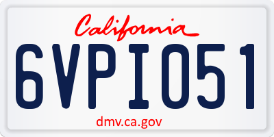 CA license plate 6VPI051