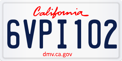CA license plate 6VPI102