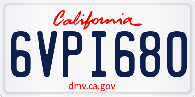 CA license plate 6VPI680