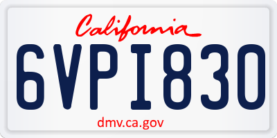 CA license plate 6VPI830