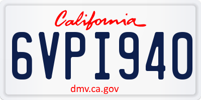 CA license plate 6VPI940