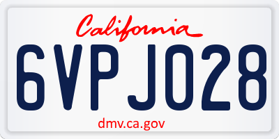 CA license plate 6VPJ028