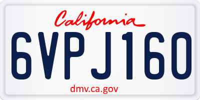 CA license plate 6VPJ160