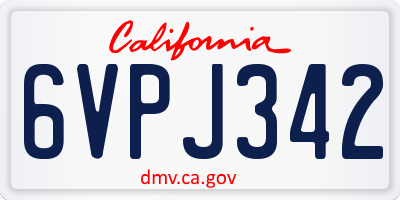CA license plate 6VPJ342