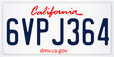 CA license plate 6VPJ364