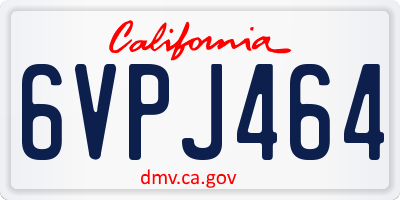 CA license plate 6VPJ464