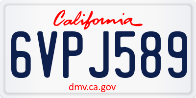 CA license plate 6VPJ589