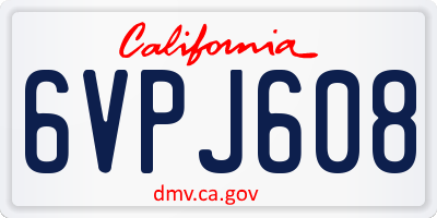 CA license plate 6VPJ608