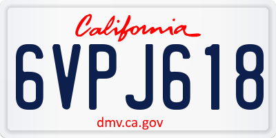 CA license plate 6VPJ618