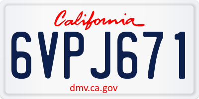 CA license plate 6VPJ671