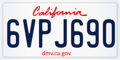 CA license plate 6VPJ690