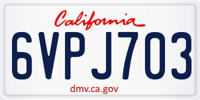 CA license plate 6VPJ703