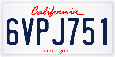 CA license plate 6VPJ751