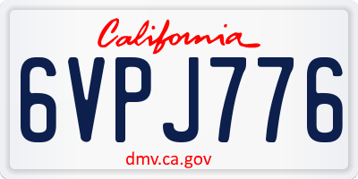 CA license plate 6VPJ776