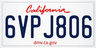 CA license plate 6VPJ806