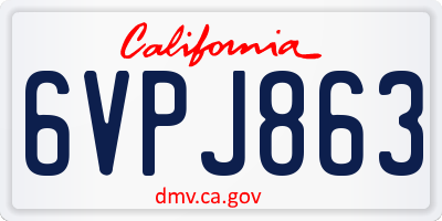 CA license plate 6VPJ863