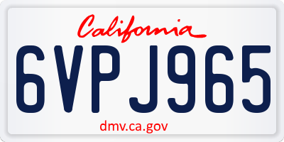 CA license plate 6VPJ965