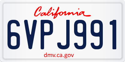 CA license plate 6VPJ991