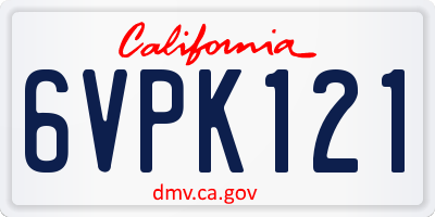 CA license plate 6VPK121