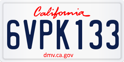 CA license plate 6VPK133
