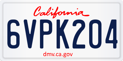 CA license plate 6VPK204