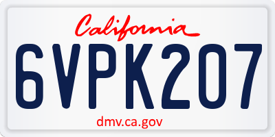 CA license plate 6VPK207