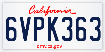 CA license plate 6VPK363