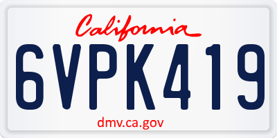 CA license plate 6VPK419