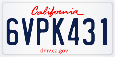 CA license plate 6VPK431