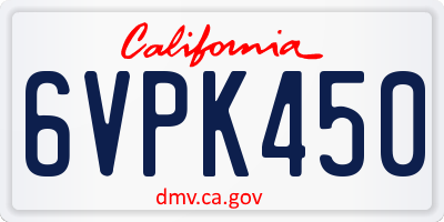 CA license plate 6VPK450
