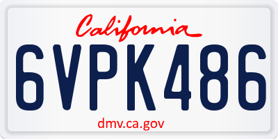 CA license plate 6VPK486