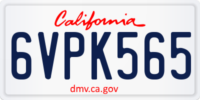 CA license plate 6VPK565