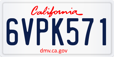 CA license plate 6VPK571