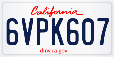 CA license plate 6VPK607