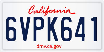 CA license plate 6VPK641