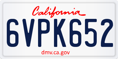 CA license plate 6VPK652