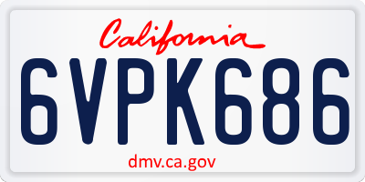CA license plate 6VPK686
